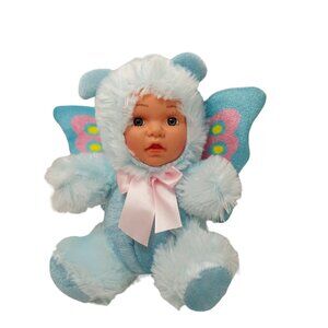 Megatoys Baby Doll Plastic Baby Face Blue Buttery Costume Plush Stuffed 8"